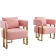 thumbnail image 6 of JERFIT Modern Accent Chair with Gold Metal Legs, Plush Teddy Fabric Upholstered Armchair for Living Room, Office, Dressing Area, Pink, 6 of 10