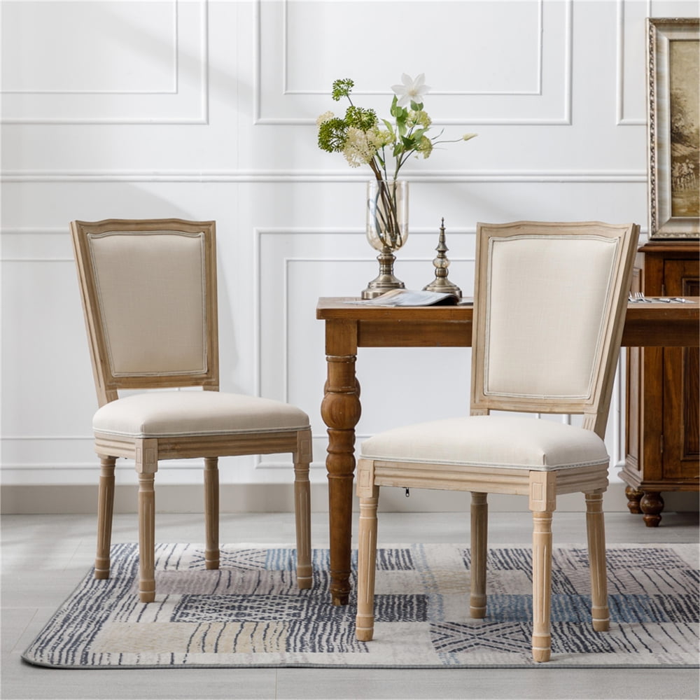 Dining Chairs Set of 2, Farmhouse Upholstered Dining Room Chairs with Backrest French Country