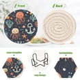 thumbnail image 4 of Yayeee 6 PCS Drink Coasters with Holder Set Woven Absorbent Round Tabletop Hot Pad, Red Jellyfish, 4 of 7