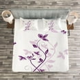 thumbnail image 3 of Ambesonne Spring Quilted Bedspread Set 3 Pcs, Violet Tree Blossoms Image, King Size, Plum White, 3 of 3