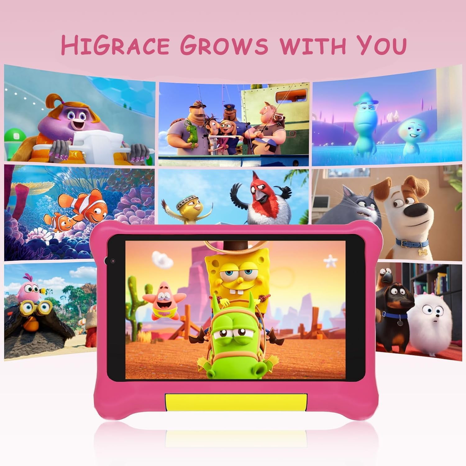 Kids Tablet 7 inch, Android 13 allwinner Go Quad Core, 5GB RAM + 32GB ROM, 128GB Expansion, HD Display, Wifi, Children Tablet with Parent Control - Pink