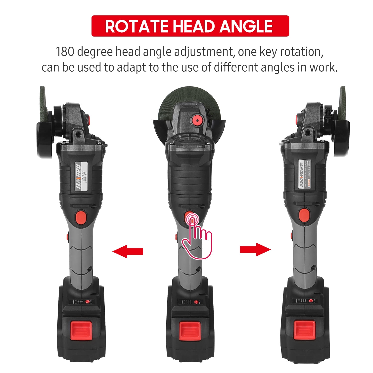 21V Brushless Angle Grinder Tool Head Angle 180degree Rotation
