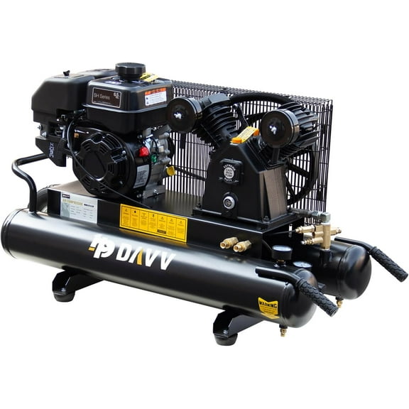 HPDMC 6.5HP Gas Powered Air Compressor - 9 Gallon Wheelbarrow Air Pump, 12 CFM, 125 PSI for Construction, Workshop & Job Sites