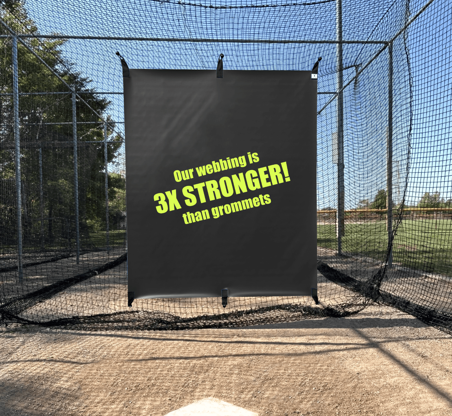5 X 6 - OUTDOOR Batting Cage Backstop (BLACK) - 6 Point Fastener System - Professional Hitting Facility BACKSTOPS
