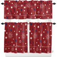 thumbnail image 2 of Kitchen Curtains Set, Red 4th of July Kitchen Curtains and Valances Set, Independence Day Blue White Star Fireworks Rod Pocket Tier Curtains 36 Inch Length for Cafe/Bedroom Windows, 2 of 6