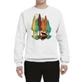 thumbnail image 2 of Trippy California Redwoods Forest Fox Silhouette | Mens Fashion Crewneck Graphic Sweatshirt, White, Medium, 2 of 4