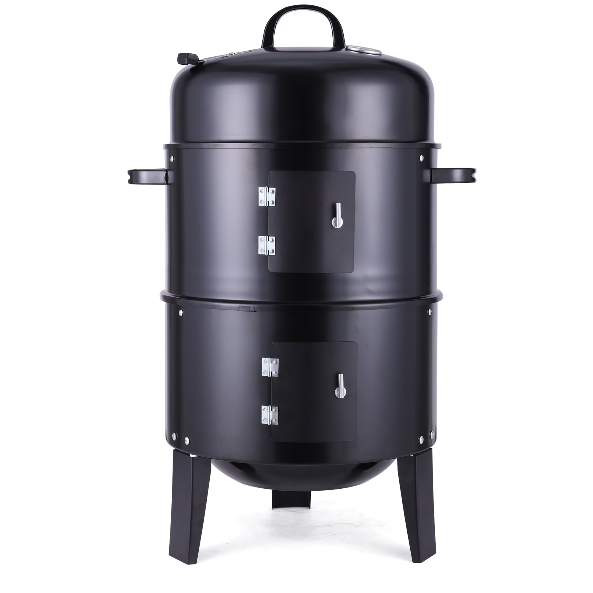 Costway3-in-1 Vertical Charcoal Smoker Portable BBQ Smoker Grill with  Detachable 2 Layer