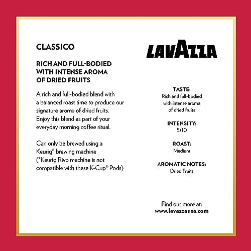 Lavazza Classico Single-Serve Coffee K-Cups for Keurig Brewer, Medium Roast, 88 capsules Value Pack, 1