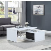 Acme Buck II Coffee Table w/Swivel Top White & Black High Gloss