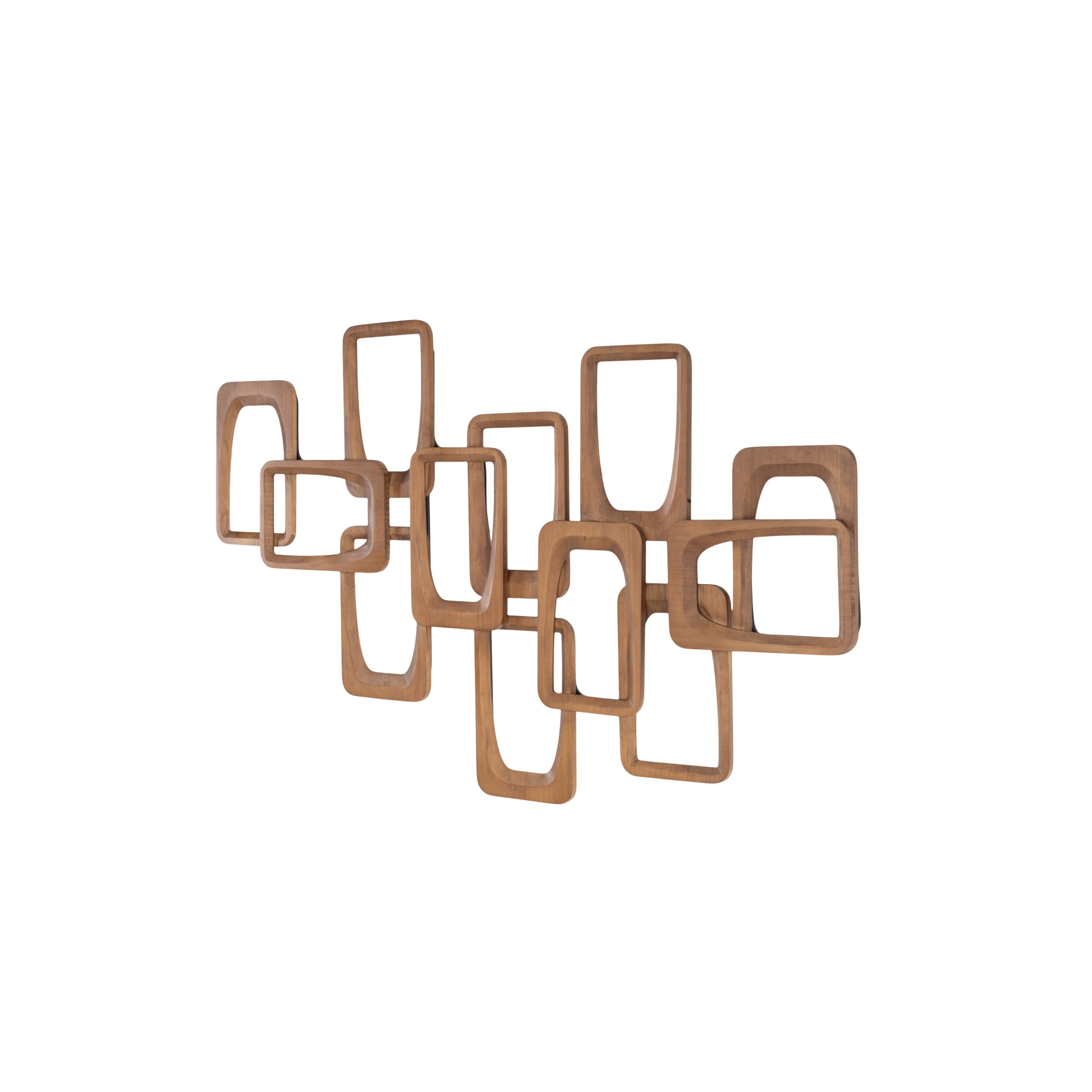 DecMode Brown Wood Handmade Intertwined Rectangles Geometric Wall Decor