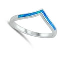 thumbnail image 4 of CHOOSE YOUR COLOR Blue Simulated Opal Minimalist Chevron Ring .925 Sterling Silver Band CZ Female Size 7, 4 of 4