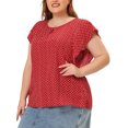 thumbnail image 4 of Agnes Orinda Women's Plus Size Round Neck Ruffled Short Sleeve Chiffon Blouse, 4 of 6