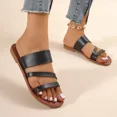 thumbnail image 7 of 2024 Summer Flat Heel Sandals for Women Casual Plus Size Beach Slippers Woman Pu   andal, 7 of 7