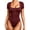 Burgundy, variant on Square Neck Tops for Women Short Sleeve Bodysuit for Women Fitted Tight Tops