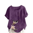 thumbnail image 2 of Vmvidoty Womens Round Neck Short Sleeve Shirts Soft Plus Size T Shirts Basic Tees for 2026 Spring and Summer Purple S, 2 of 5