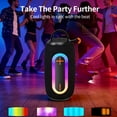 thumbnail image 2 of Portable Bluetooth Speaker, IPX7 Waterproof, Wireless, Big Sound, Deep Bass, Dual Pairing, 30H Playtime, Colorful RGB Lights, IPX7 Waterproof, TWS pairing for Outdoor/Home/Party, Gift, Black, 2 of 9