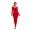 Scarlet, variant on Women's Round Neck Long Sleeve Maxi Wrap Dress 80% polyester 20% spandex Elegant Flowy Style for Everyday Wear