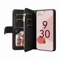 thumbnail image 2 of Zipper Wallet Case for Google Pixel 7 Pro Large Capacity Card Slots Holder Magnetic Clasp Cover, Luxury PU Leather Anti-Shock Flip Folio Case with Kickstand Wrist Strap Handbag Case,Black, 2 of 9