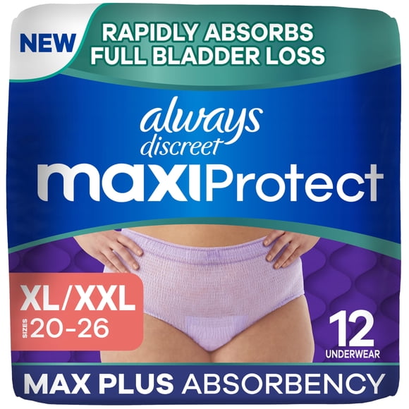 Pañales para adultos Always Discreet MaxiProtect para mujer, XL/XXL, 12 unidades