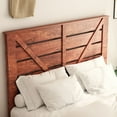 thumbnail image 4 of King Size Platform Bed Frame, Solid Wood Platform Bed with Headboard, Noise Free, No Spring Box Spring Needed, Easy Assembly, Vintage Brown, 4 of 7