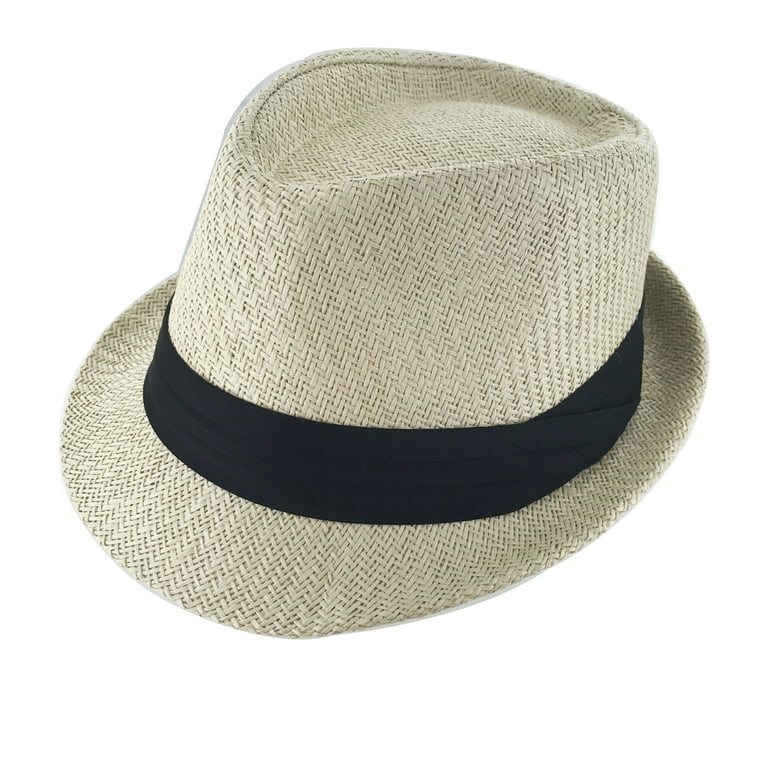 Faddism Traditional Cuban Style Regular Brim Fedora Straw Hat