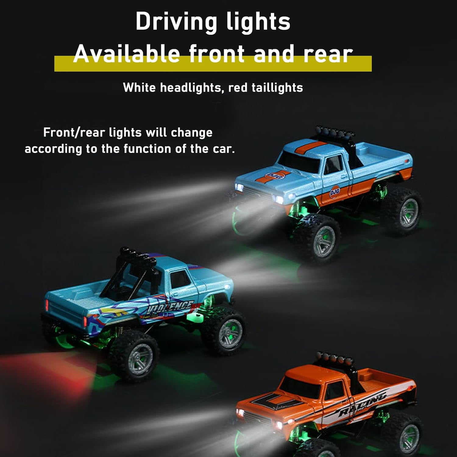 ST SoleMe.Tc Mini RC Truck, Mini Rc Monster Truck, 1/64 Scale Monster Truck Remote Control Car,&nbsp; 2.4Ghz All Terrain Off-Road Monster Truck with LED Bodylight, Type-c USB Rechargeable, Gray