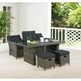 thumbnail image 3 of Asti All-Weather Wicker 4-Piece Outdoor Seating Set with Reclining Sofa, 26" H Cocktail Table and Two Ottomans, 3 of 10