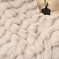 thumbnail image 5 of ROSEKIND Luxury Faux Rabbit Fur Throw Blanket, Ultra Soft Thick Shaggy Plush Bed Blanket, Elegant Wavy Ruched Decorative Fuzzy Blanket for Sofa Couch Bed, All Seasons, Machine Washable, 70x90in, 5 of 7