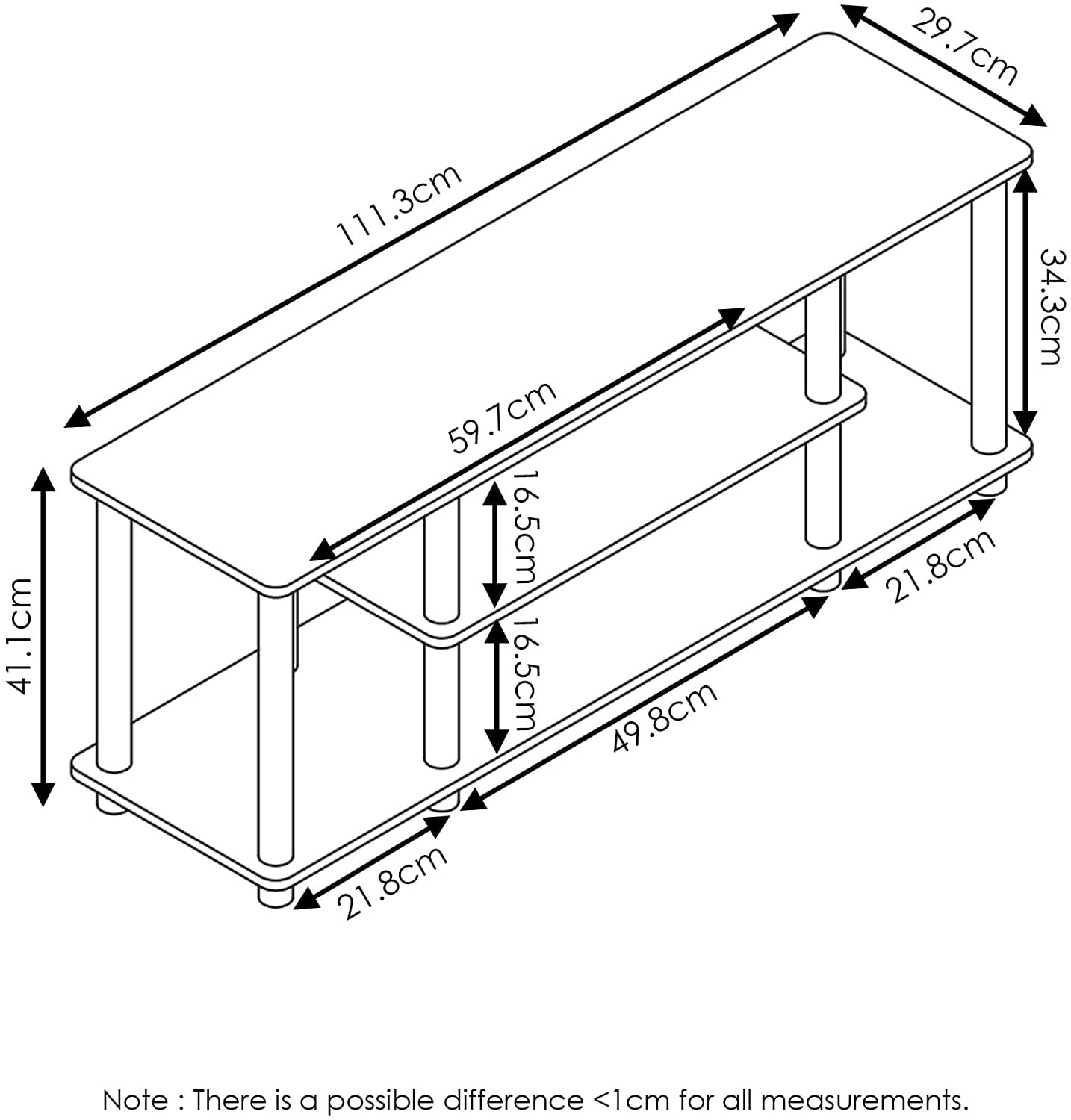 Furinno Turn-N-Tube No Tool 3-Tier Entertainment TV Stands, Oak/White