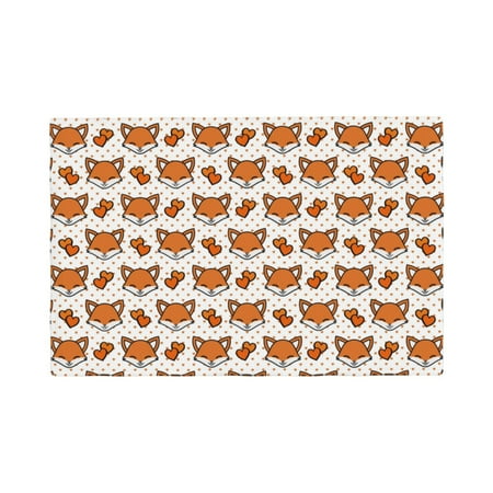 

Placemats Set of 4 Cute Heart Fox Cartoon Heat Resistant Non - Slip Place mats Waterproof table mat for Kitchen Dining-6片装