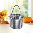 thumbnail image 6 of Black & Orange Halloween Plaid Basket with Tassel - 8.85x8.85x9.25in Barrel Shaped Treat Basket for Candy, Toys & Decor - Portable Trick or Treat Bucket for Kids & Party Supplies, 6 of 6