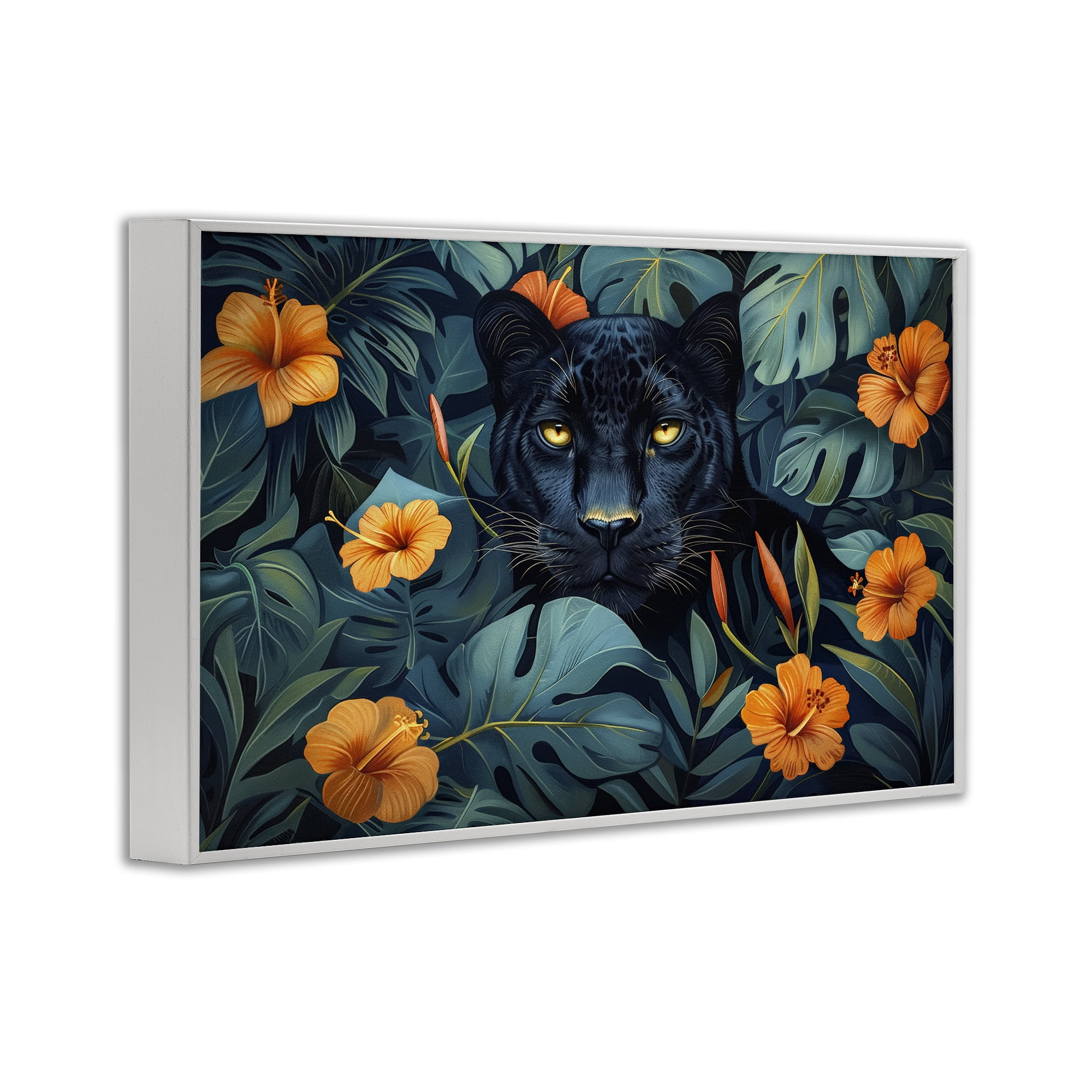 Stupell Industries Hiding Panther's Paradise White Framed Giclee Art, design by Ray Powers