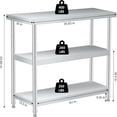 thumbnail image 2 of Stainless Steel Table, 14 x 24 x 34 Inch, 3-Tier Metal Prep Table with 2 Undershelf & Gloves, Commercial Kitchen Utility Workstation for Restaurant, Hotel, Laundry, Garage, Indoor, Outdoor, BBQ, 2 of 8