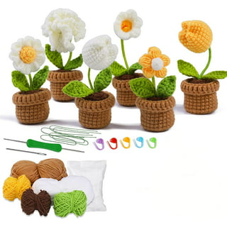 TEHAUX 5 Sets Crochet Suit Fresh Flower Bouquet Knitting Kit White Yarn  Kits Bouquet Kit Yarn Kit Knitting Starter Kit Knitting for Beginners Kit  for