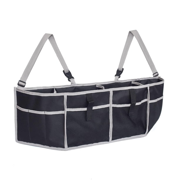 Bolsa de almacenamiento para asiento trasero de coche, organizador de maletero versátil con bolsillos de malla, accesorios de viaje ligeros, correa