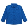 thumbnail image 3 of TiaoBug Little Boy's Button Down Oxford Shirt with Pocket Casual Tops Solid Color School Uniform Blue 11-12, 3 of 7