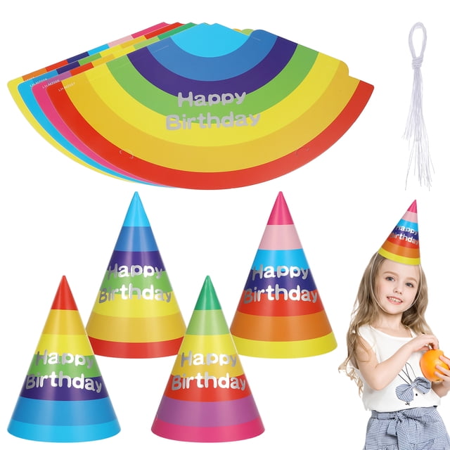 20 piezas sombreros de fiesta de papel, sombreros de cono para fiesta de cumpleaños, sombreros de fiesta de feliz cumpleaños, sombreros de cono de papel (colores mezclados)