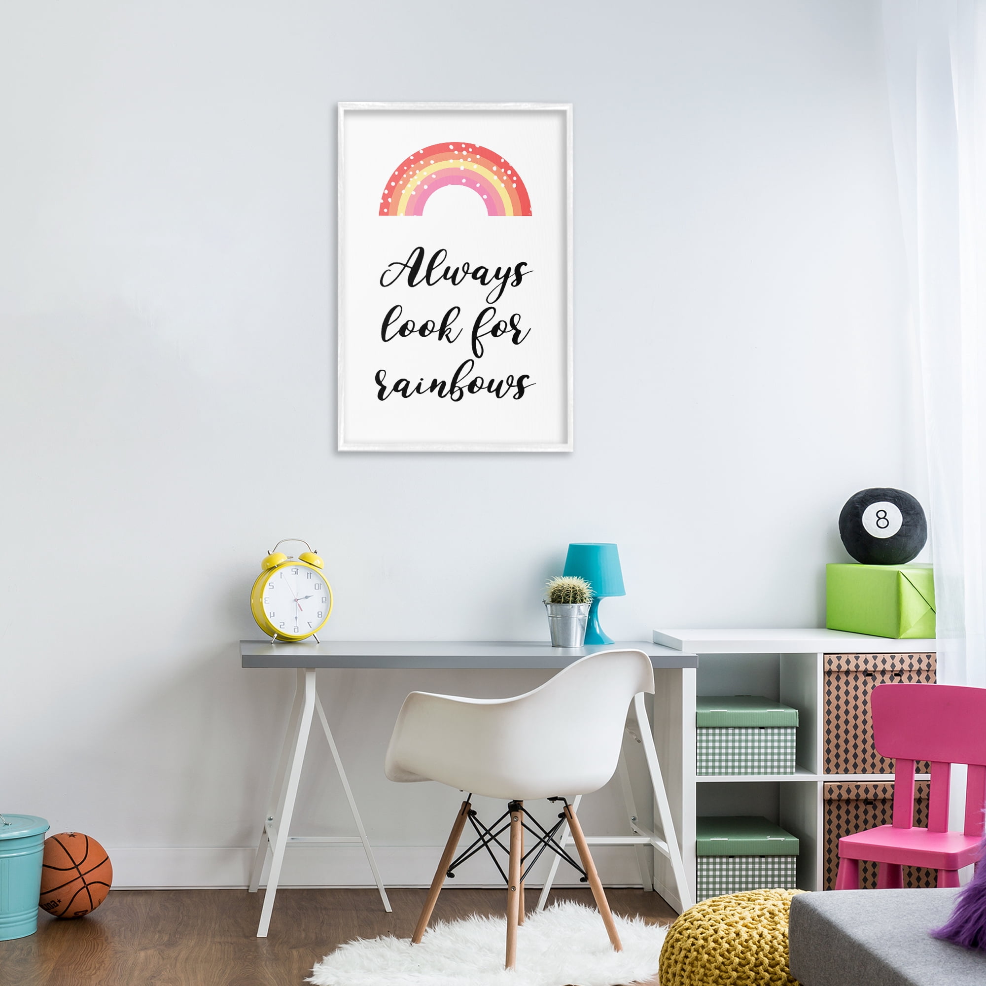 Stupell Industries Always Look For Rainbows White Framed Giclee Art, design by Martina Pavlova