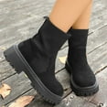 thumbnail image 2 of Women's Ankle Boots Fashion Stretch Suede Booties for Autumn Winter Comfortable Knit Casual Footwear with Elastic Design Solid Casual Style, 2 of 9