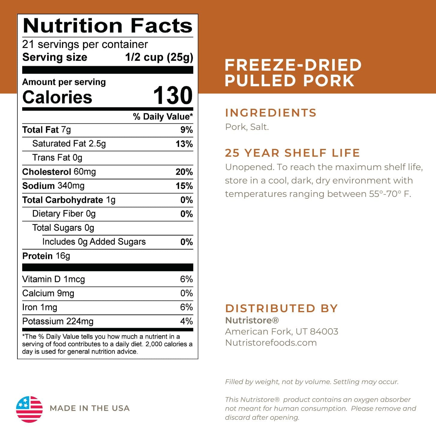 Nutristore Freeze-Dried Pulled Pork No. 10 Can