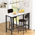 thumbnail image 4 of LinkRomat Dining Table Set for 2, Farmhouse Rectangle Kitchen Table with 2 PU Leather Upholstered Stools, Dinette Set for Small Space for Dining Room, 4 of 10