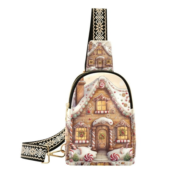 Gingerbread House Cookies Trees Crossbody Bags Backpack Chest Bag Shoulder Bag Waist Bag for Outdoor Travel Hiking Fitness Cycling