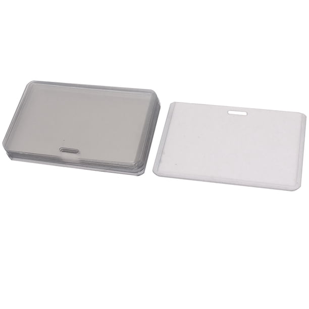 Plastic Horizontal Name Tag Employee ID Work Badge Card Holder Clear 10pcs