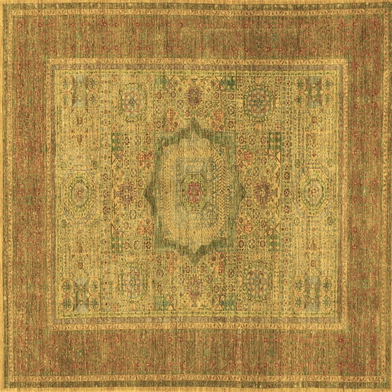Ahgly Company Indoor Square Medallion Brown Traditional Area Rugs, 5' Square