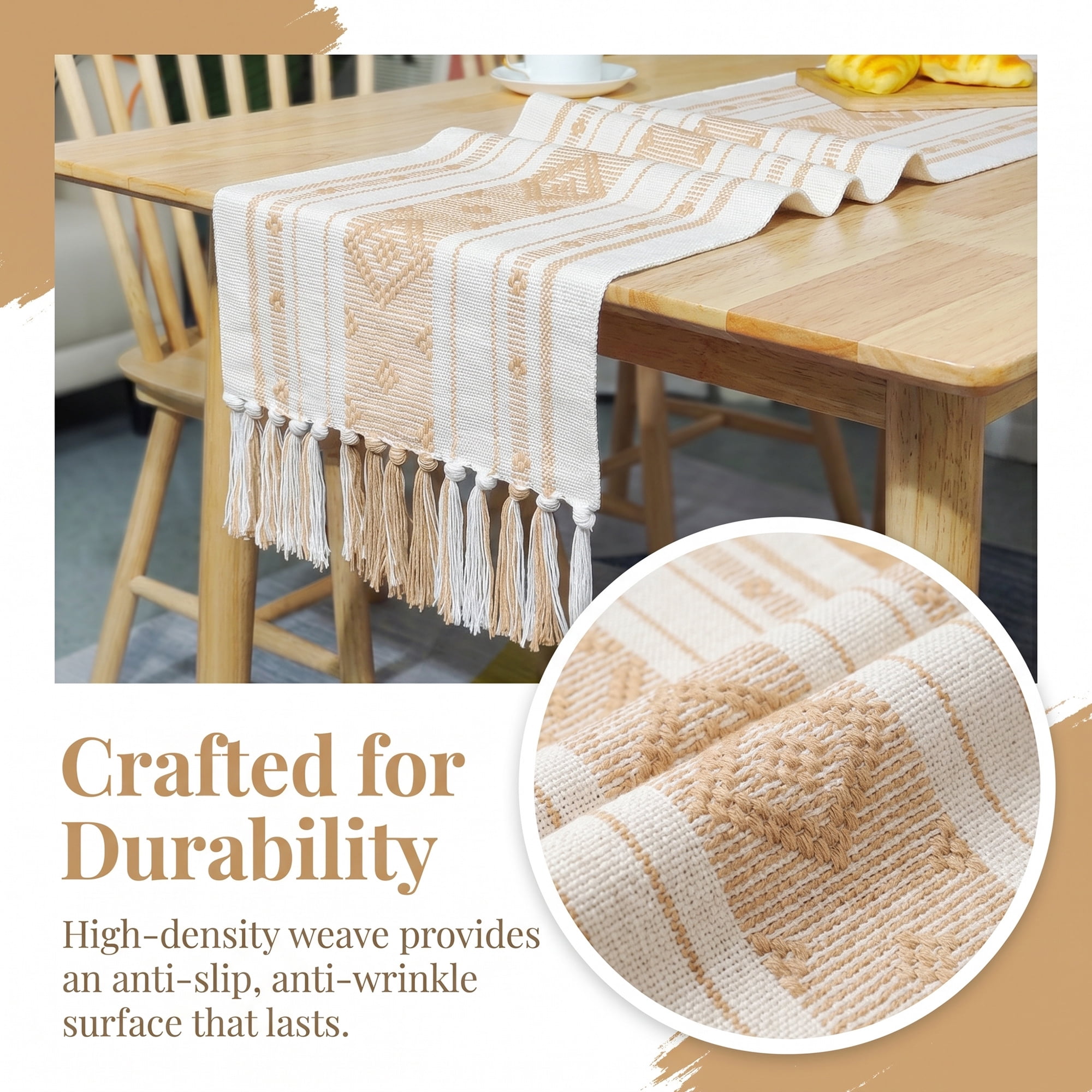 Unique Bargains Decorative Durable Washable Cotton Kitchen Runner Yellow 13.8" x 70.9"