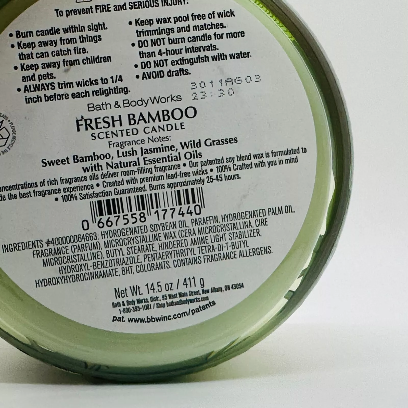 Bath & Body Works White Barn FRESH BAMBOO CANDLE with ZEBRA 14.5 oz 3 wick Bath & Body Works White Barn Tropical NEW