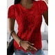 thumbnail image 4 of Camiseta De Encaje Con Cuello Redondo, Elegante Camiseta De Manga Corta Para Primavera Y Verano, Ropa De Mujer, 4 of 4