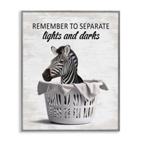 Stupell Industries Separate Laundry & Zebra Quotes and Sayings Painting Gray Framed Art Print Wall Art, 16 x 20