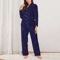 thumbnail image 2 of Fotbe Glittering Purple Starfield Pattern Long Sleeve Pajama Set for Women,Sleepwear Set,2-piece Loungewear Set,Soft PJs Comfy Nightwear with Pockets -Medium, 2 of 7