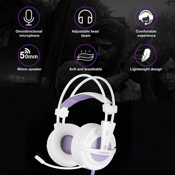 SUPSOO White Purple Gaming for Xbox One PS4 3.5mm Over Ear